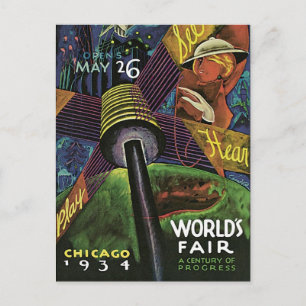 Carte postale Vintage du salon mondial de Chicago 