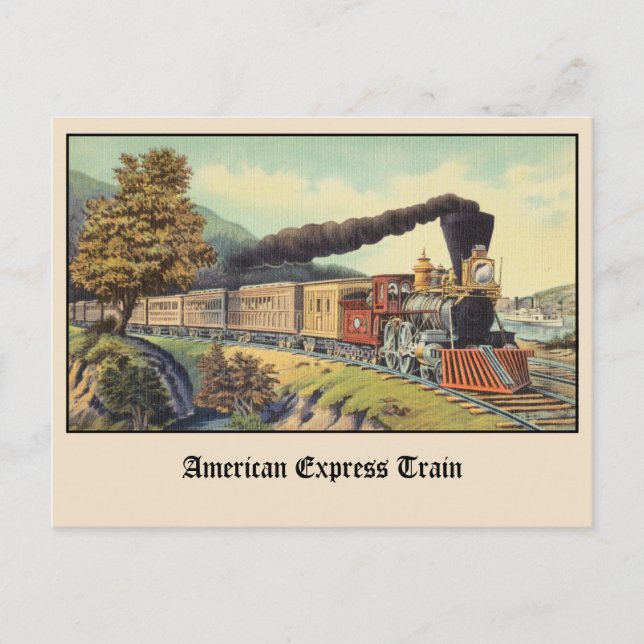 Carte postale vintage du train American Express (Devant)