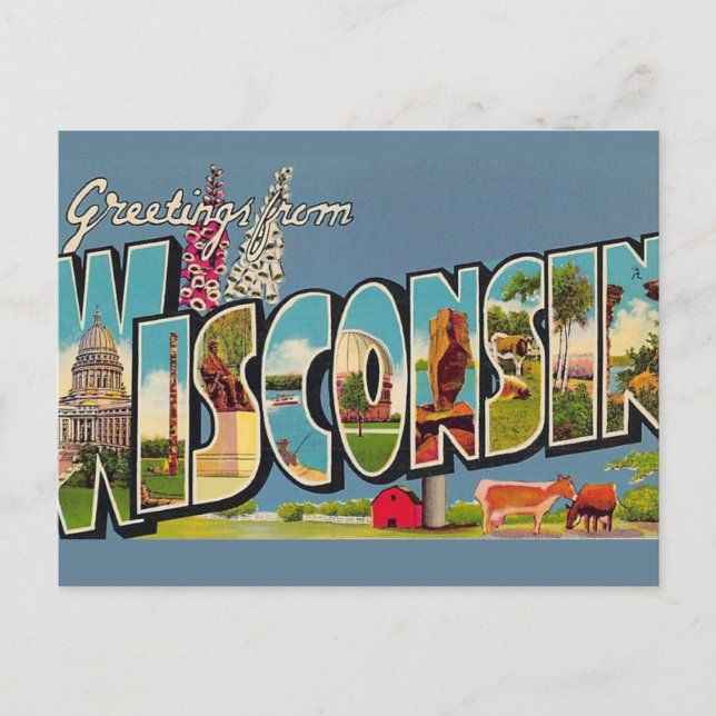Carte postale vintage du Wisconsin (Devant)