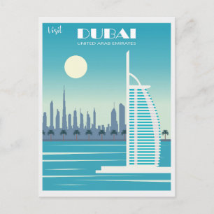 Carte Postale Vintage Dubaï Émirats arabes unis