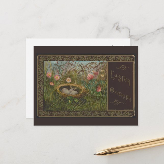 CARTE POSTALE VINTAGE EASTER (Devant/Arrière en situation)