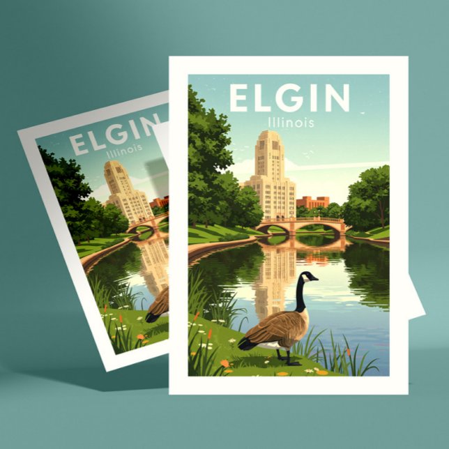 Carte Postale Vintage Elgin Illinois (Créateur téléchargé)