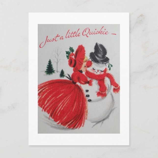 Carte Postale Vintage Embrasser Un Snowman (Devant)