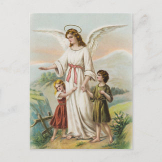 Carte Postale Vintage Engel Schutzengel und zwei Kinder