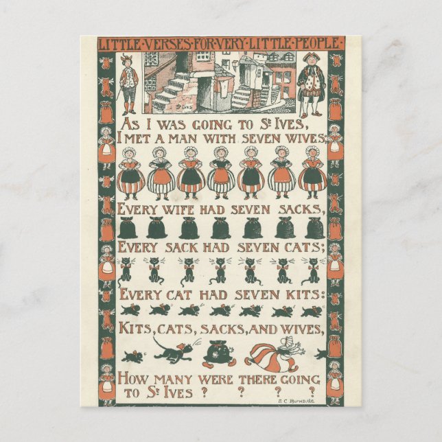 Carte postale vintage Ephemera Nursery Rhyme (Devant)