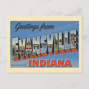 Carte Postale Vintage Evansville Indiana