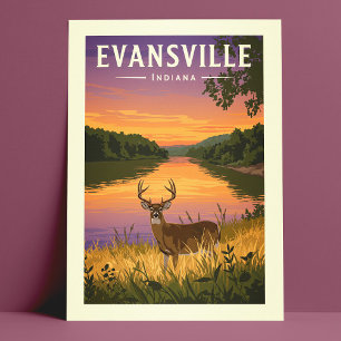 Carte Postale Vintage Evansville Indiana