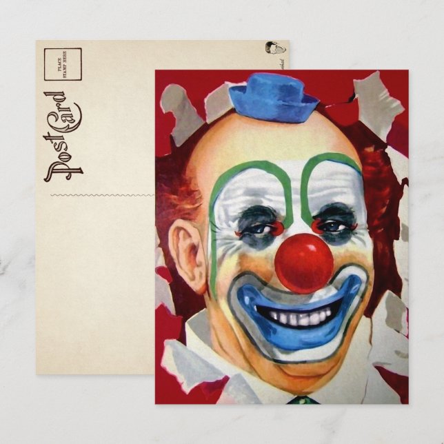 Carte postale vintage face clown (Devant / Derrière)