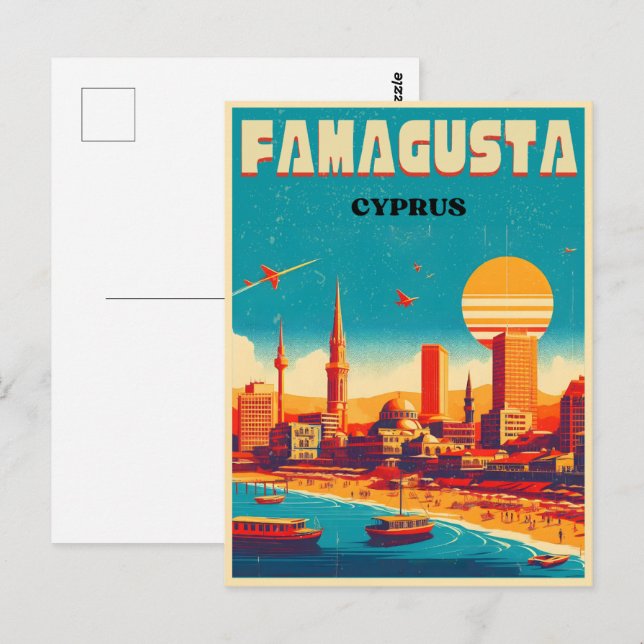 Carte Postale vintage Famagsta Beach Chypre cadeaux (Devant / Derrière)
