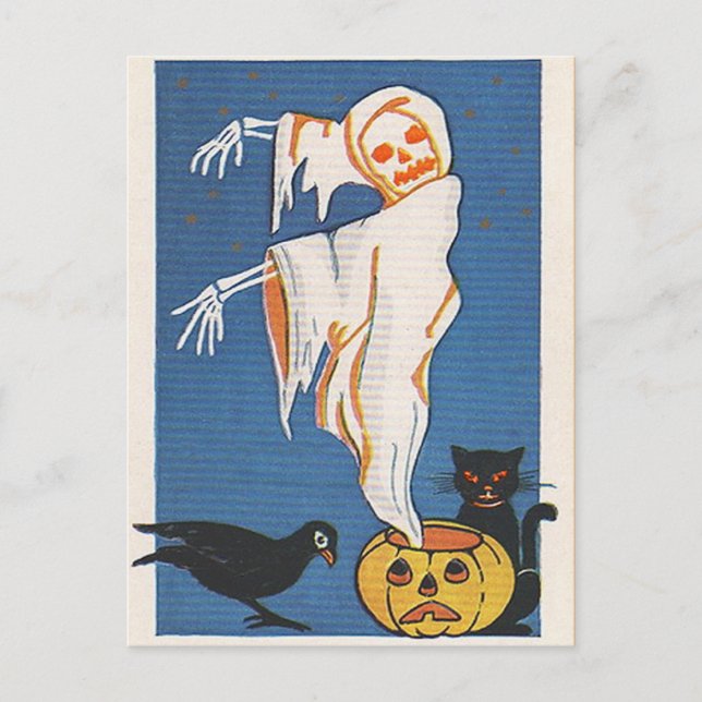 Carte Postale Vintage fantôme d'Halloween (Devant)