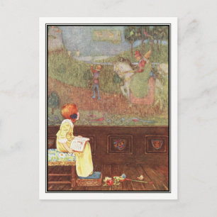 Carte Postale Vintage fille avec livre par Millicent Sowerby