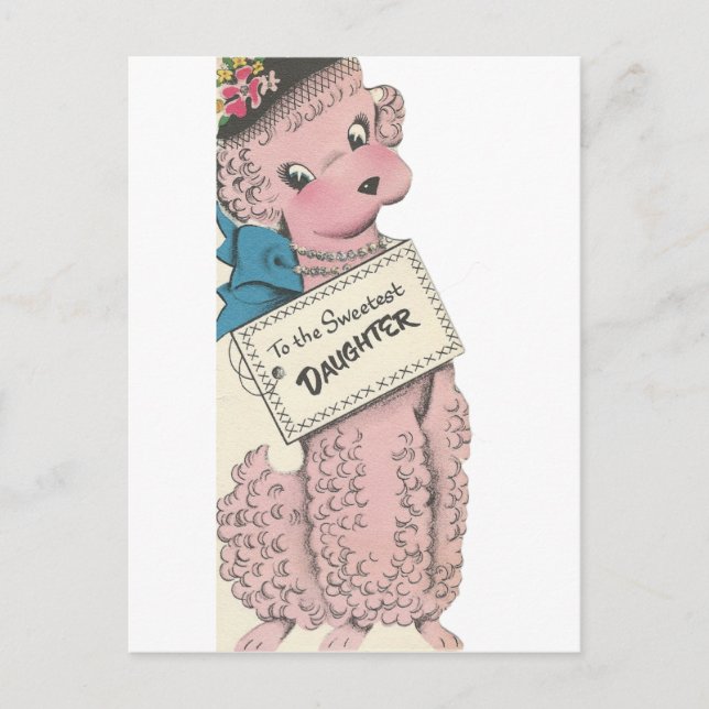 Carte Postale Vintage fille de caniche (Devant)