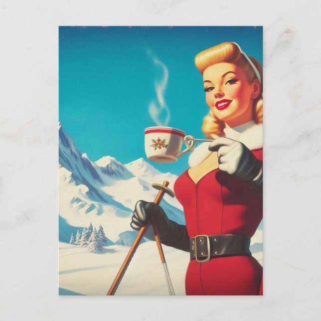 Carte Postale Vintage fille d'hiver (Devant)