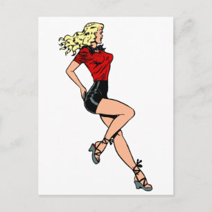 Carte Postale Vintage fille glamour à côté, Blond Blombshell