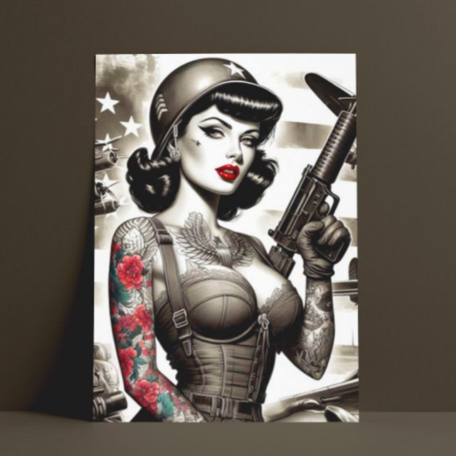 Carte Postale Vintage fille soldat (Créateur téléchargé)