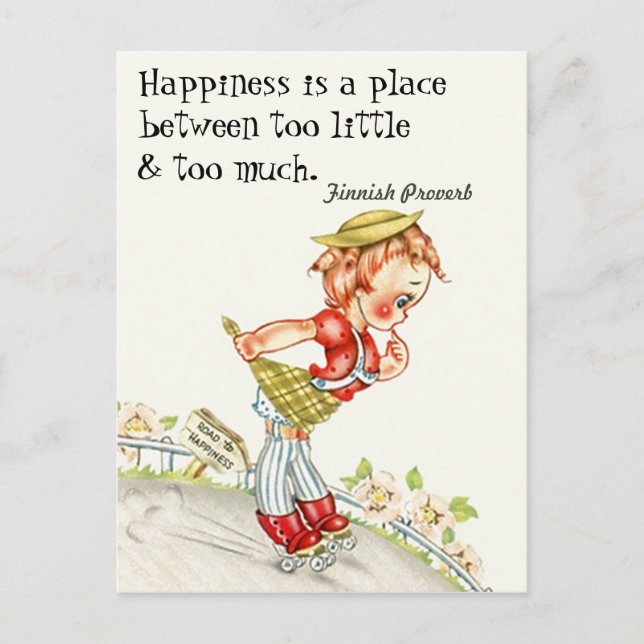 Carte postale Vintage Finlande Proverbe Happiness  (Devant)