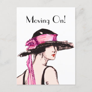 Carte postale vintage Flapper Girl Moving Home des
