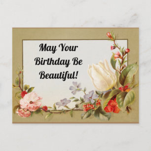 Carte postale vintage Floral Anniversaire