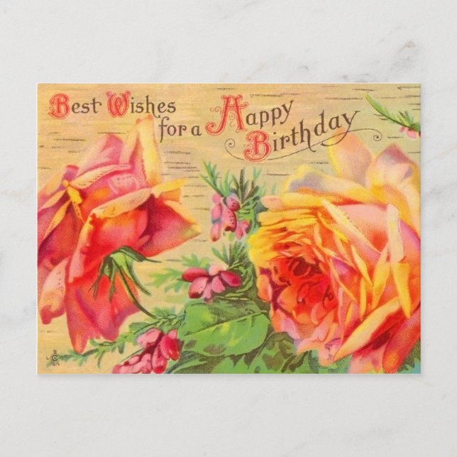 Carte postale vintage Floral Anniversaire (Devant)