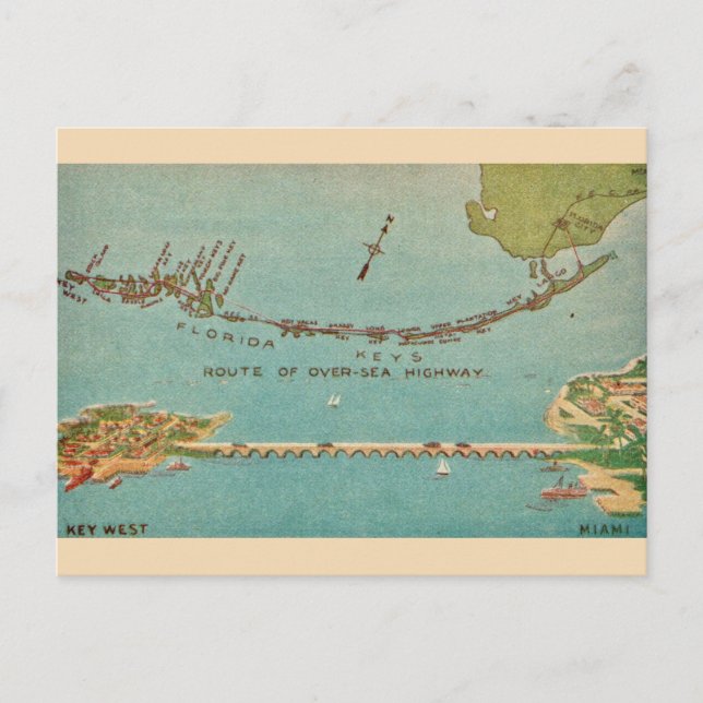 Carte Postale Vintage Florida Keys - Miami (Devant)