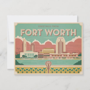 Carte postale vintage Fort Worth   Salutation
