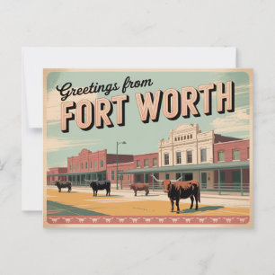 Carte postale vintage Fort Worth   Salutation