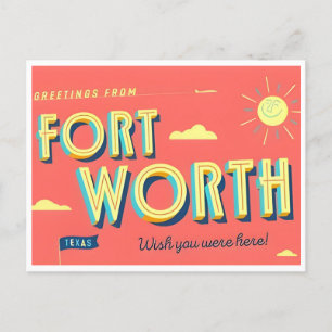 Carte Postale Vintage Fort Worth Texas Salutations de