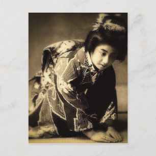 Carte Postale Vintage Geisha Sepia Toned お 辞 儀 Japonais
