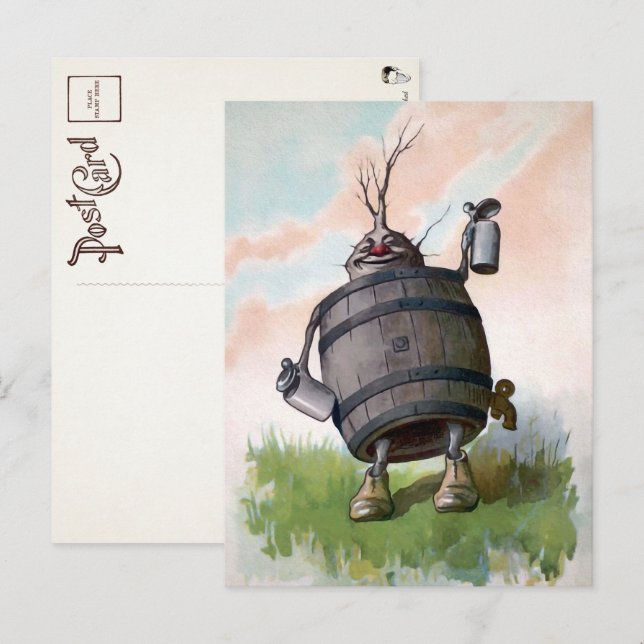 Carte postale vintage German Beer Keg  (Devant / Derrière)