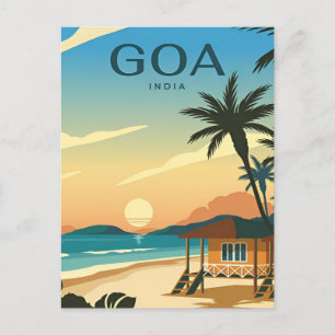 Carte Postale Vintage GOA, Inde Voyage aquarelle rétro