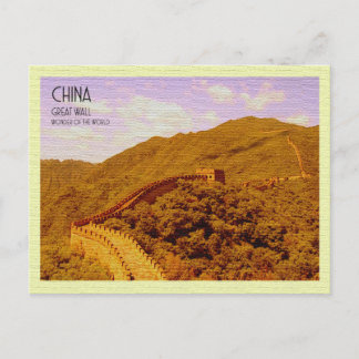 Carte postale vintage Grande muraille Chine
