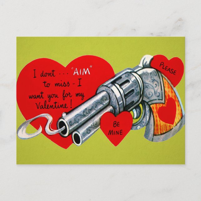Carte Postale Vintage Gun Valentine (Devant)