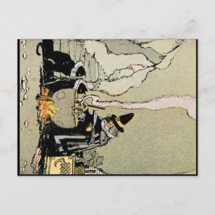 Carte postale vintage Halloween Art Sorcière