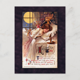 Carte Postale Vintage Halloween Féeries de temps et la fille qui