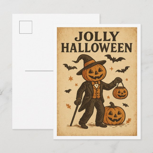 Carte Postale Vintage Halloween Jolly Halloween (Devant / Derrière)