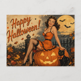 Carte postale vintage Halloween pin-up