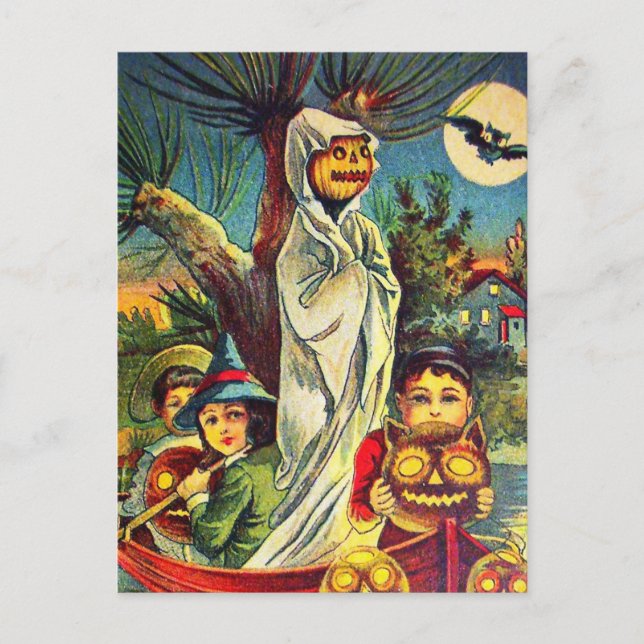Carte postale vintage Halloween pour enfants citro (Devant)