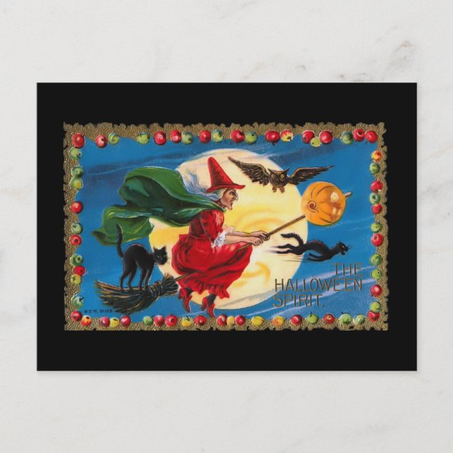 Carte postale vintage Halloween Spirit Witch (Devant)