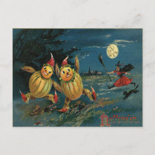 Carte Postale Vintage Halloween Veggie Peuples en course