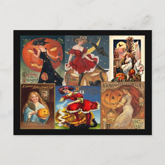 Carte postale vintage Halloween Women Montage (Devant)