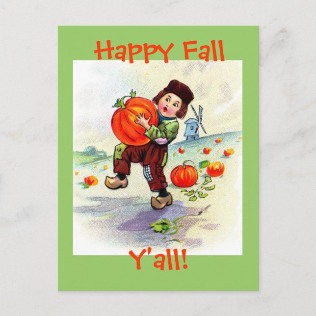 Carte postale Vintage Happy Fall Y'all (Devant)