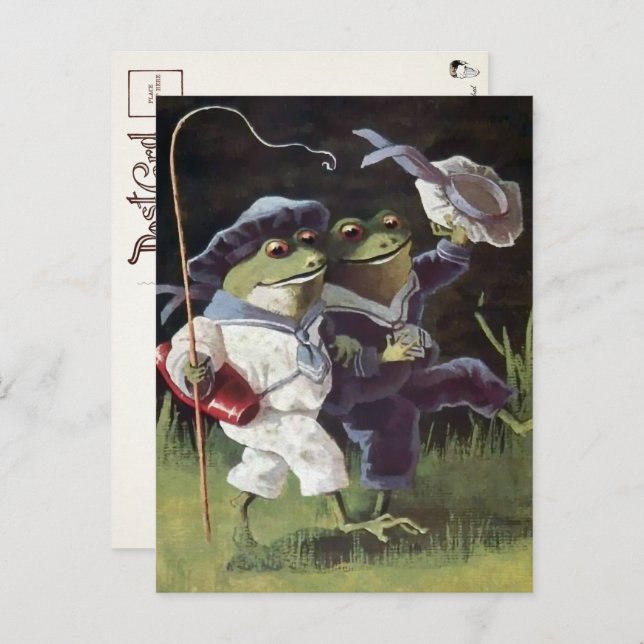 Carte postale vintage Happy Frogs  (Devant / Derrière)
