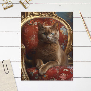 Carte Postale Vintage Havana Cat Portrait Regal Peinture