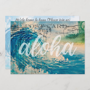 Carte postale vintage Hawaiian Wave Luau Invitatio