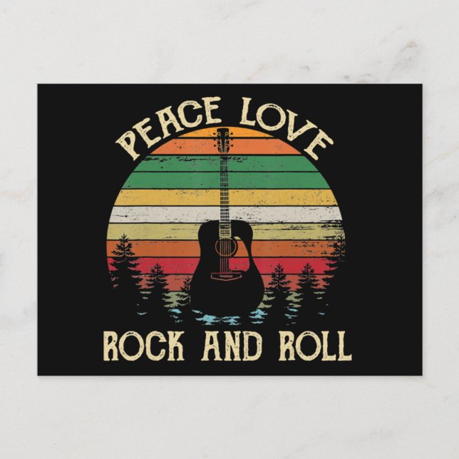 Carte Postale Vintage Hippie Van Flower Bus Peace Love (Devant)