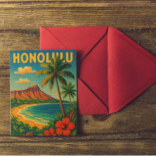 Carte Postale Vintage Honolulu Oahu Hawaii Beach Hawaii Travel