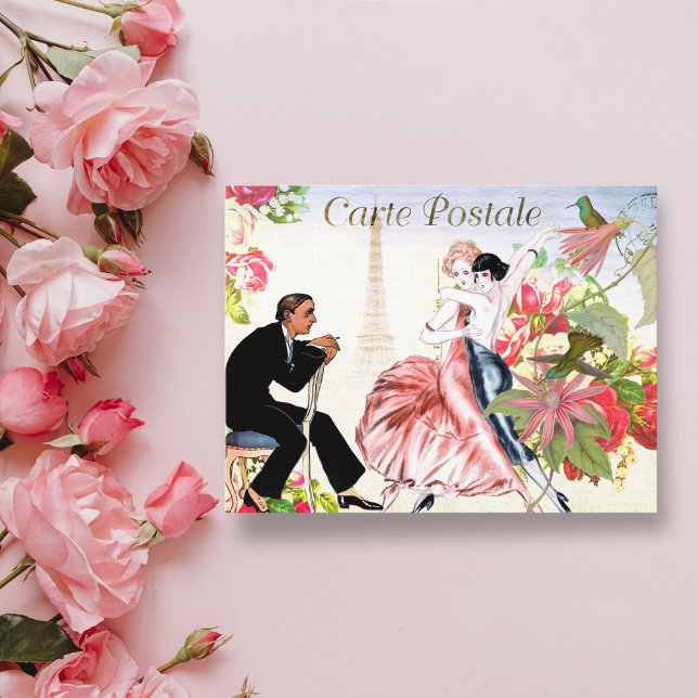 Carte postale vintage Hummingbird Paris Tango (Créateur téléchargé)