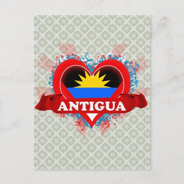 Carte Postale Vintage I Love Antigua (Devant)