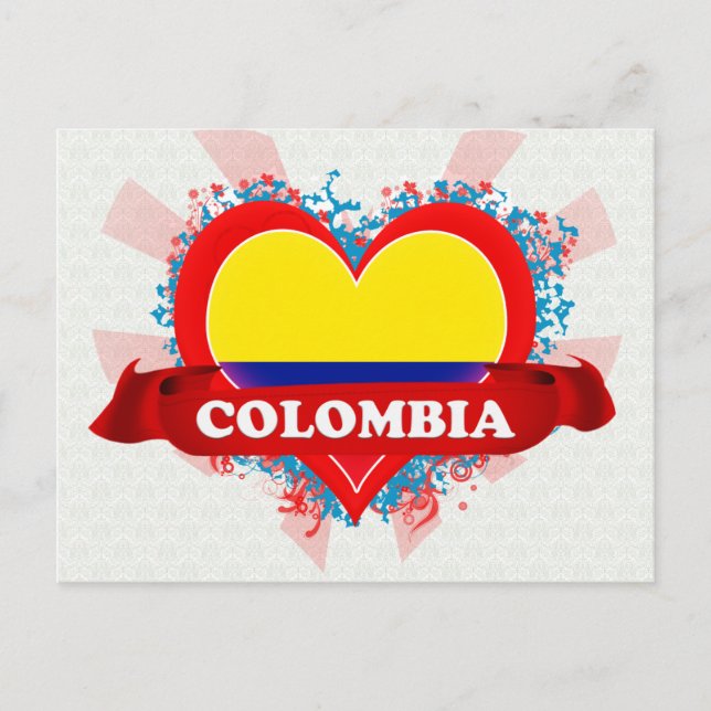 Carte Postale Vintage I Love Colombie (Devant)