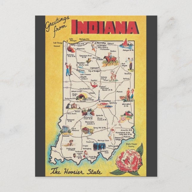 Carte postale vintage Indiana (Devant)